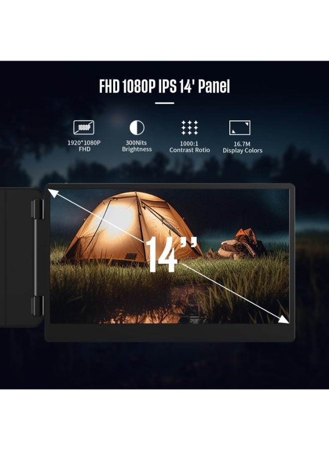 V2COM 14" Tri-Screen Laptop Extender – 1080P FHD, 300 nits, HDR, Plug & Play, Compatible with Windows/Mac/Linux/Phones  - Image 3