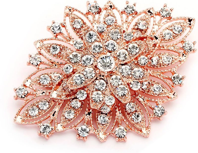 Mariell Rose Gold Wedding Jewelry Crystal Bridal Brooch Pin for Brides, Bridesmaids, Mother of the Bride - Image 1