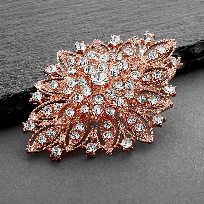 Mariell Rose Gold Wedding Jewelry Crystal Bridal Brooch Pin for Brides, Bridesmaids, Mother of the Bride - Image 5