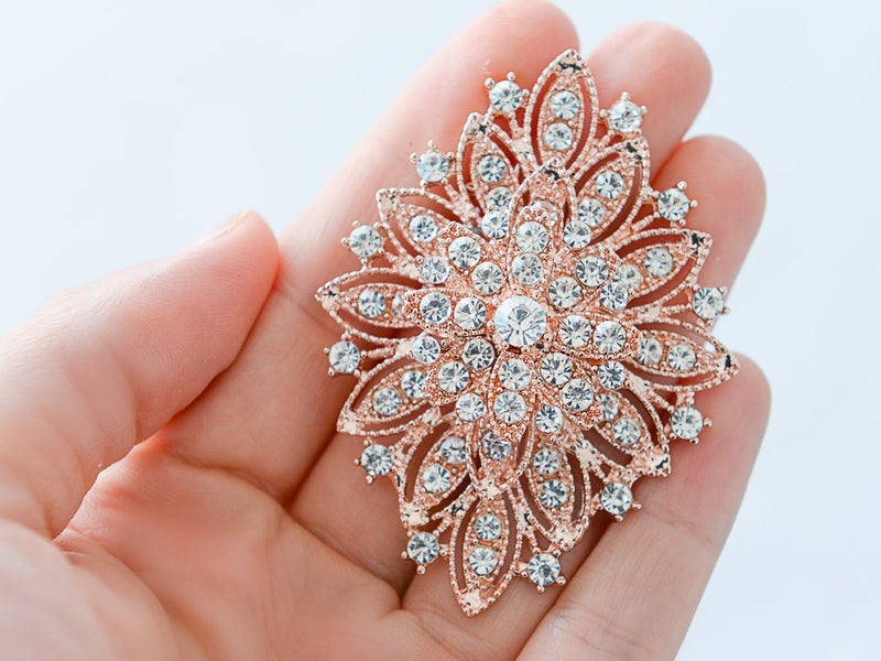 Mariell Rose Gold Wedding Jewelry Crystal Bridal Brooch Pin for Brides, Bridesmaids, Mother of the Bride - Image 2