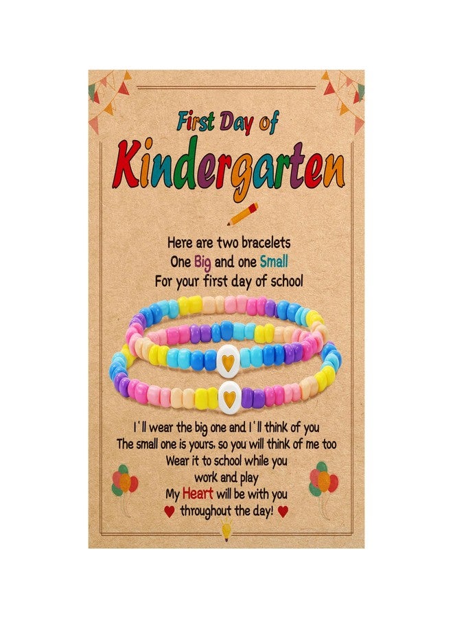 BAYLAY First Day of Kindergarten Bracelet Gifts - Colorful Heart Beaded Bracelets Mommy and Me Kindergarten Bracelet Back to School Gifts Stuff Supplies Mother and Daughter Bracelets - Image 1