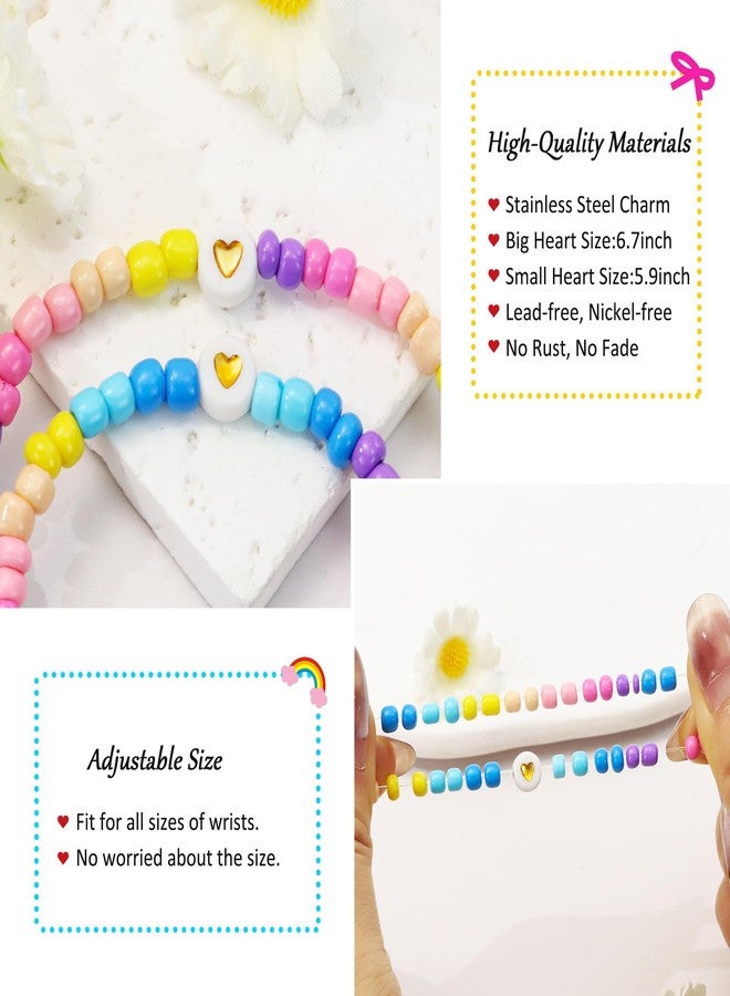 BAYLAY First Day of Kindergarten Bracelet Gifts - Colorful Heart Beaded Bracelets Mommy and Me Kindergarten Bracelet Back to School Gifts Stuff Supplies Mother and Daughter Bracelets - Image 4