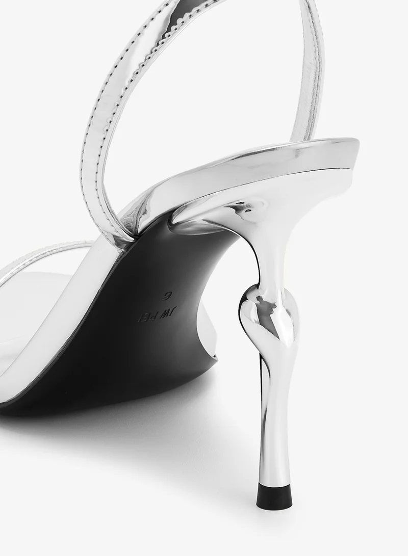 JW PEI  Alivia Silver metal heel sandals for Women | Best Price UAE
