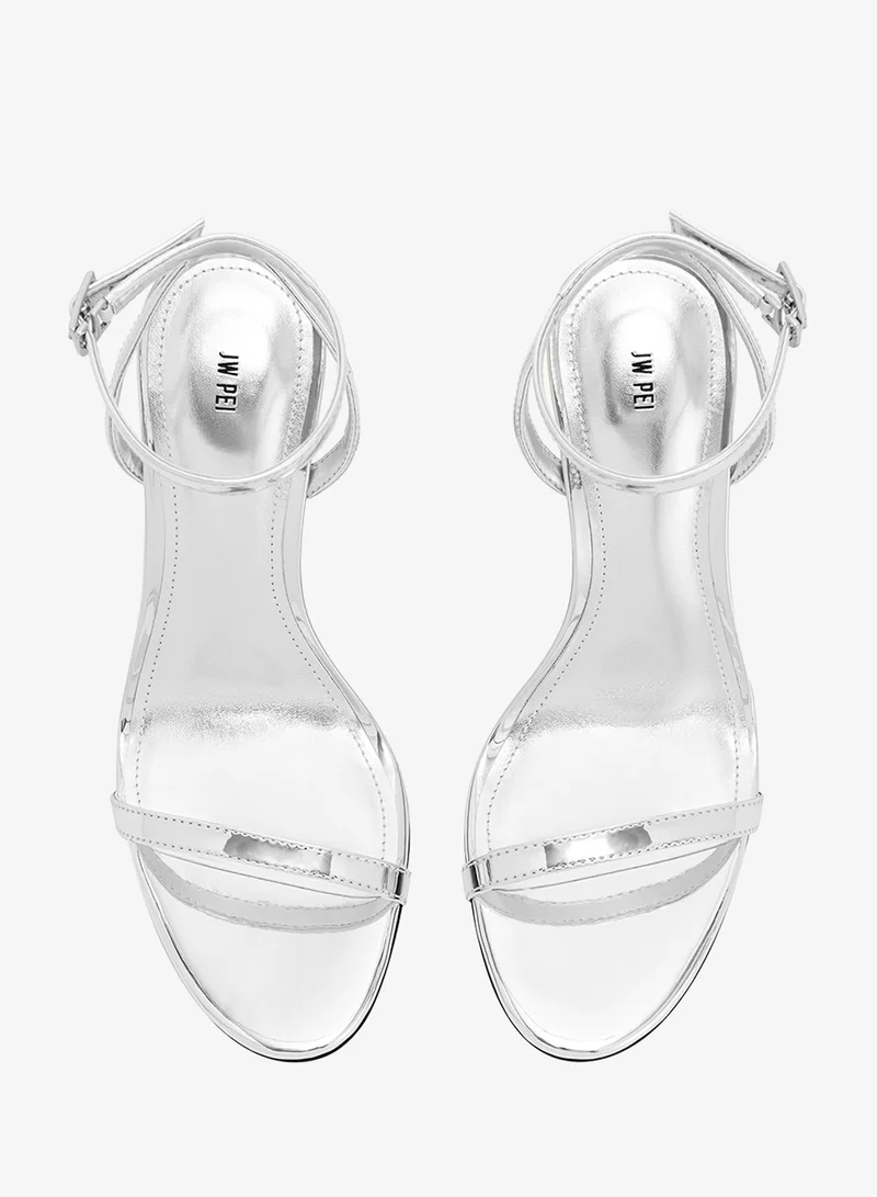 JW PEI  Alivia Silver metal heel sandals for Women | Best Price UAE