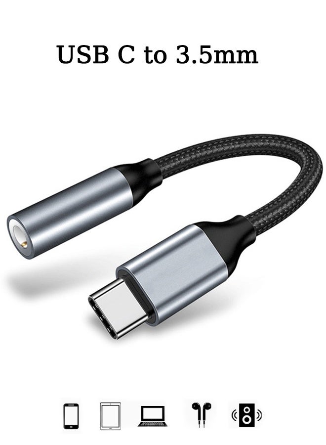 USB Type C Headphone Jack Adapter for iPhone/ Htc/Moto/ Huawei/Honor/Google Pixel/Samsung Galaxy S24 S24+ S24 Ultra,Upgrade Metal Case(grey) - Image 1