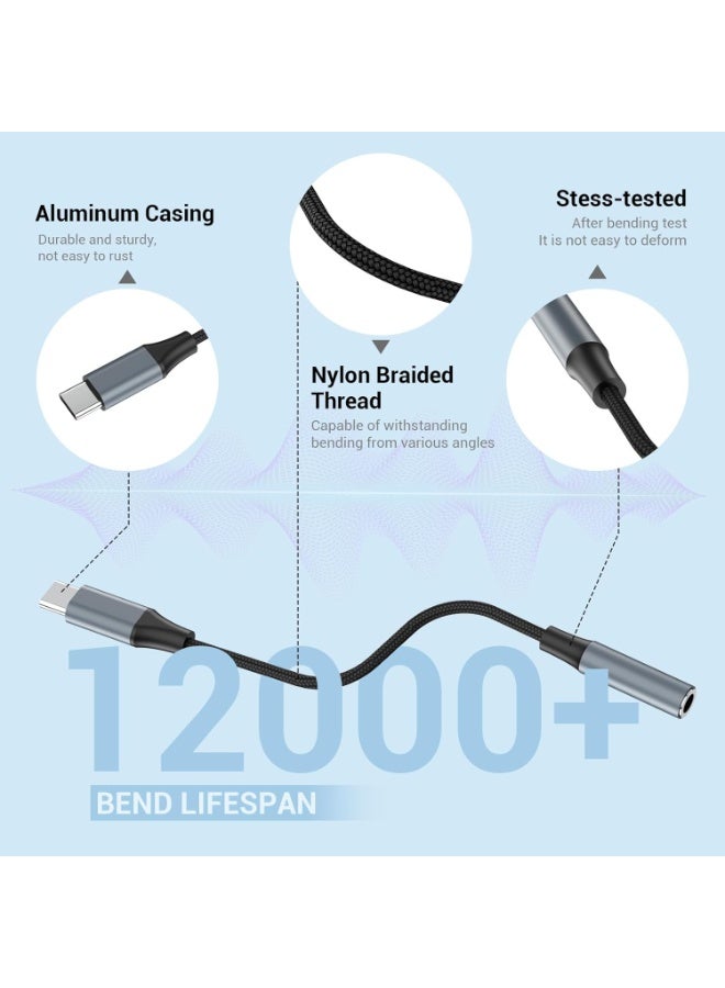 USB Type C Headphone Jack Adapter for iPhone/ Htc/Moto/ Huawei/Honor/Google Pixel/Samsung Galaxy S24 S24+ S24 Ultra,Upgrade Metal Case(grey) - Image 3