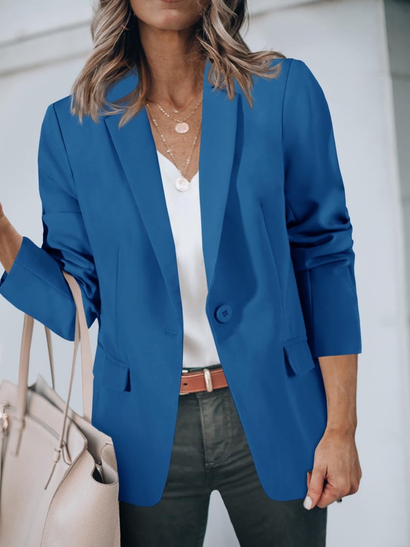 Cicy Bell Womens Casual Blazers Open Front Long Sleeve Work Office Suit Jackets Blazer Royal Blue - Image 4