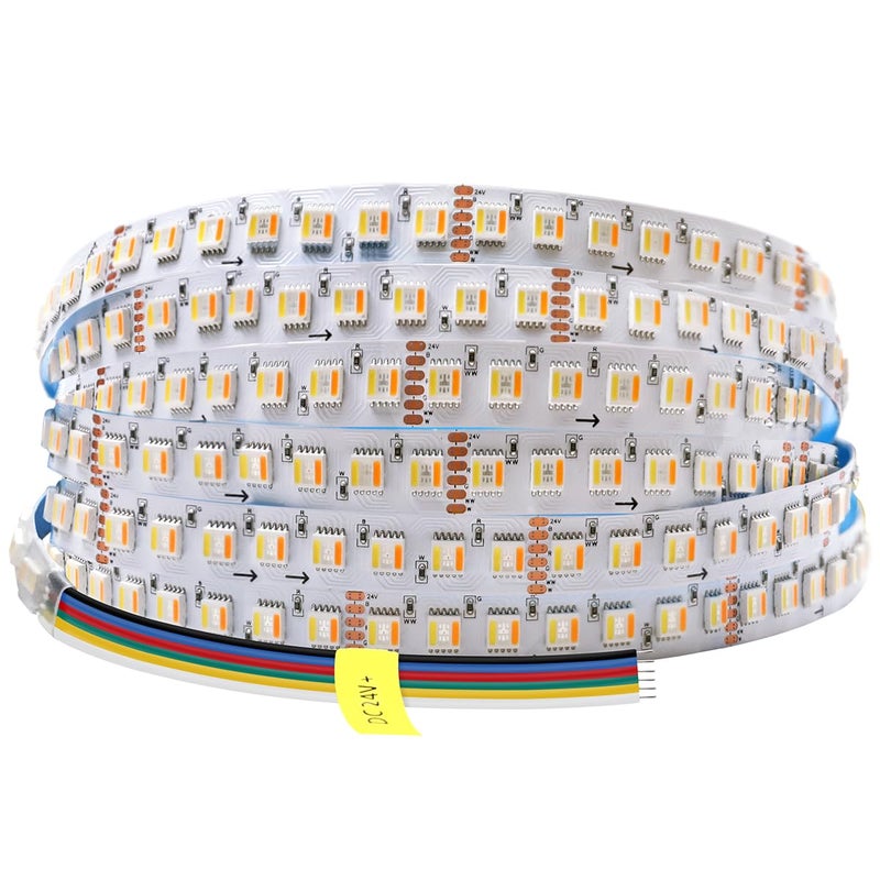 SuperlightingLED 24VDC Highest Density 5-in-1 5050 RGBWW (RGB+Warm White+Daylight) 112LEDs/m Bright RGBCCT LED Strip 16.4FT Dimmable Tape Lights for Bedroom Decor (16.4Ft IP20 Non-Waterproof) - Image 1