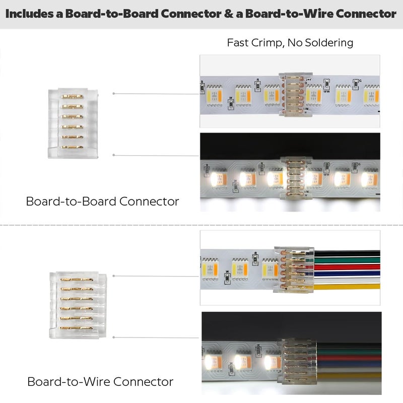 SuperlightingLED 24VDC Highest Density 5-in-1 5050 RGBWW (RGB+Warm White+Daylight) 112LEDs/m Bright RGBCCT LED Strip 16.4FT Dimmable Tape Lights for Bedroom Decor (16.4Ft IP20 Non-Waterproof) - Image 3