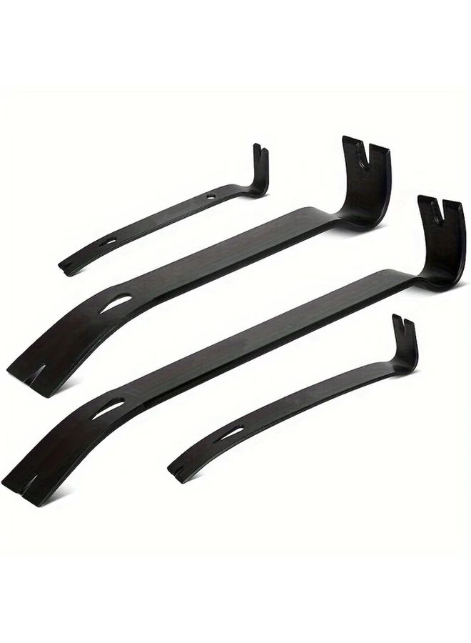 4pcs Heavy Duty Flat Pry Bar Set High Carbon Steel Forged Nail Puller Utility Claw Bar Wonder Bar Crowbar Mini Pry Bar Metal Baseboard And Trim Removal Tool Kit Without Electricity - Image 1