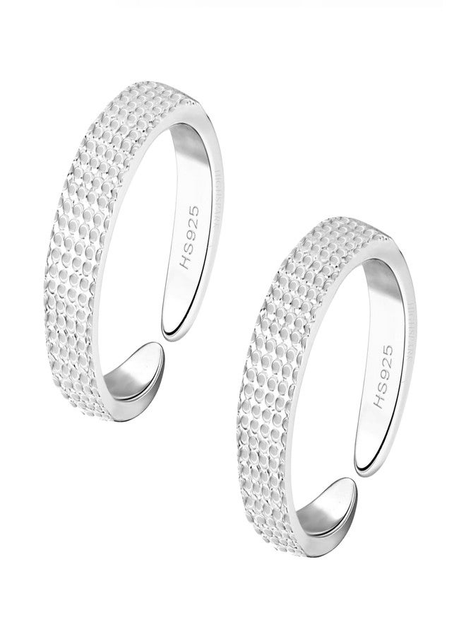 HighSpark 92.5 Sterling Silver Toe Rings for Women | 92.5 Sterling Silver Adjustable Contemporary Style & Stunning Shine | Lovely Gift - Emboss Dot - Image 1