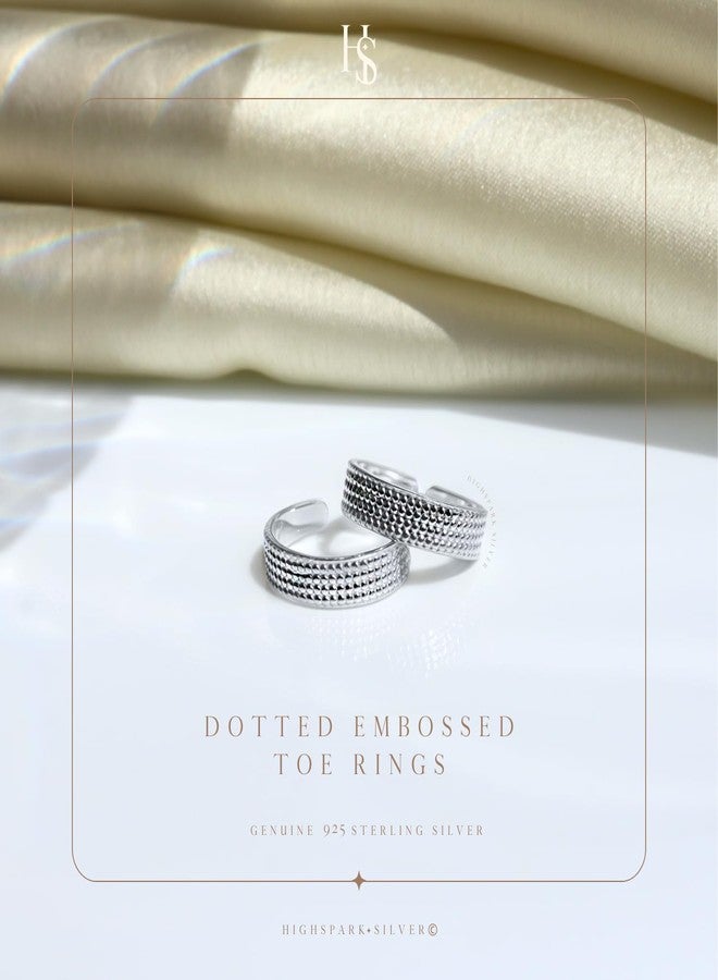 HighSpark 92.5 Sterling Silver Toe Rings for Women | 92.5 Sterling Silver Adjustable Contemporary Style & Stunning Shine | Lovely Gift - Emboss Dot - Image 3