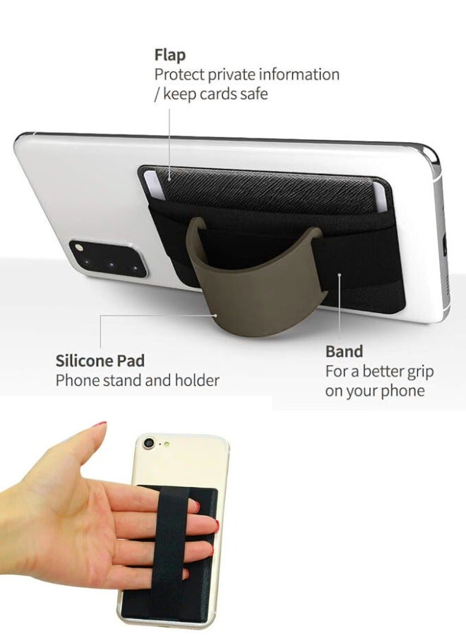 Chase Up Phone Grip Card Holder with Phone Stand, Secure Stick on Wallet for iPhone with Kickstand for Table. Pouch B-Grip Black - Image 1