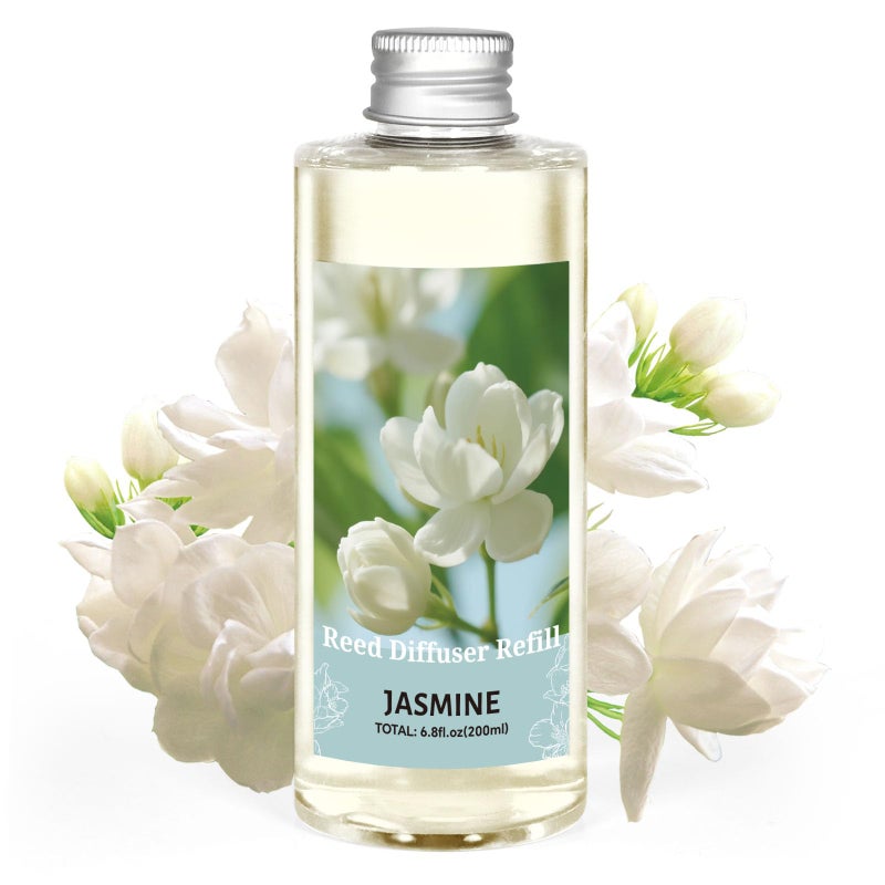 STRN Reed Diffuser Oil Refill, Jasmine Fragrance Oil for Diffuser Refill 200ml, Long-Lasting for Home, Living Room, Bedroom, Spa, 6.8 fl oz - Image 1