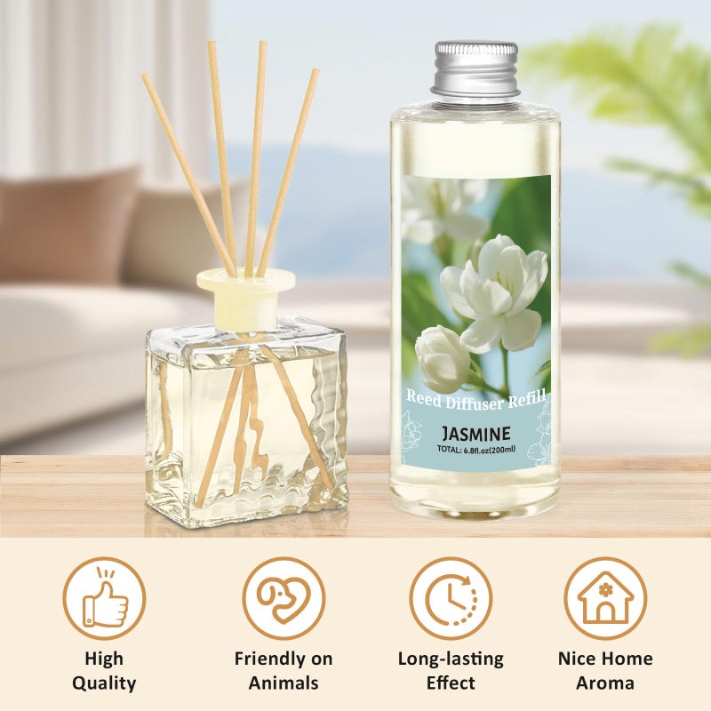 STRN Reed Diffuser Oil Refill, Jasmine Fragrance Oil for Diffuser Refill 200ml, Long-Lasting for Home, Living Room, Bedroom, Spa, 6.8 fl oz - Image 3