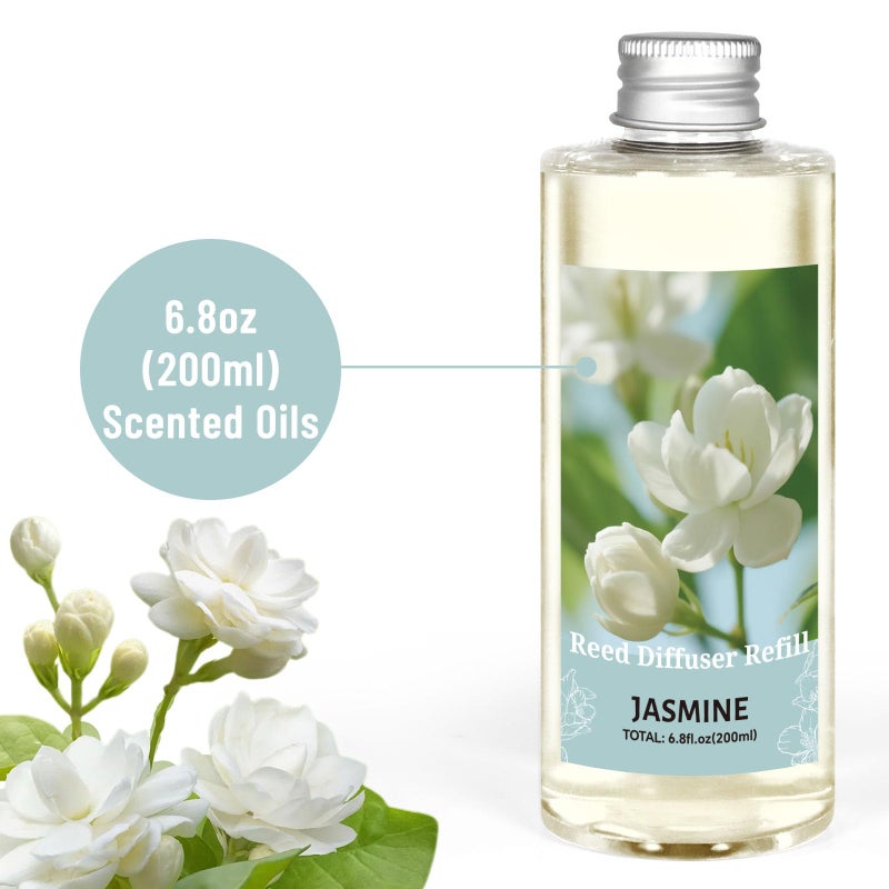 STRN Reed Diffuser Oil Refill, Jasmine Fragrance Oil for Diffuser Refill 200ml, Long-Lasting for Home, Living Room, Bedroom, Spa, 6.8 fl oz - Image 2