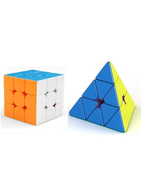 D ETERNAL Speed Cube Combo Set Of 3X3X3 And Pyraminx Pyramid Triangle High Speed Stickerless Puzzle Cube Game Toy, Kids and Professionals
