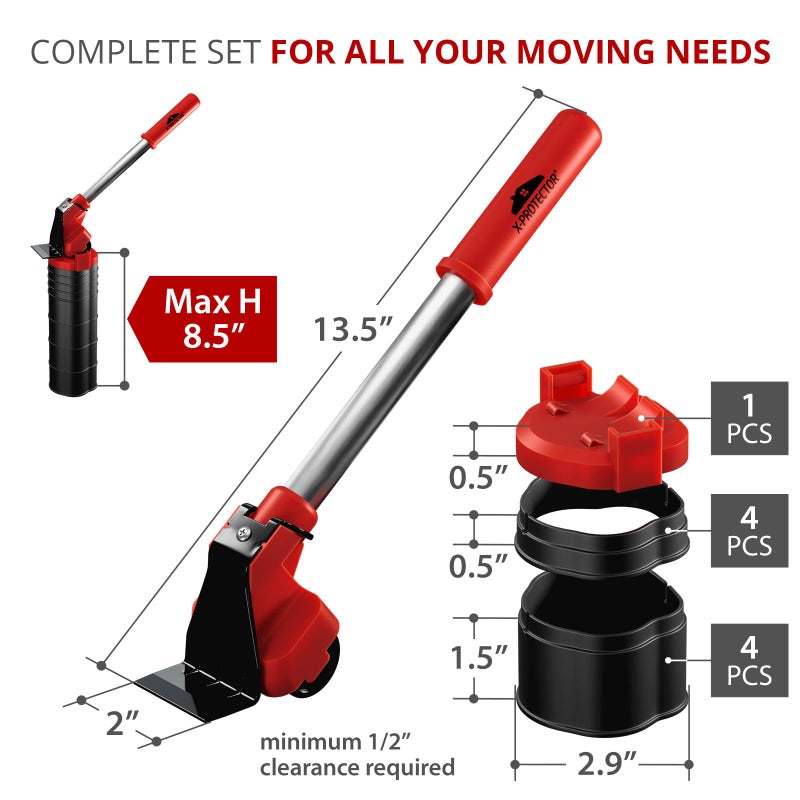X-Protector Furniture Lifter Tool - Premium Furniture Jack Lifter Tool to Lift Furniture Easily - Appliance Lifter with 8.5" Adjustable Height - Ideal Jack to Lift Furniture Easily with Minimal Effort - Image 3