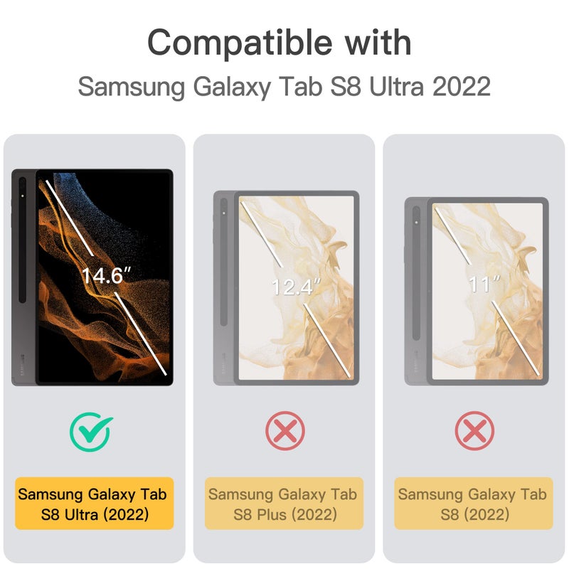 JETech Case for Samsung Galaxy Tab S8 Ultra 14.6-Inch 2022 with S Pen Holder, Slim Folio Stand Protective Tablet Cover, Multi-Angle Viewing (Black) - Image 2