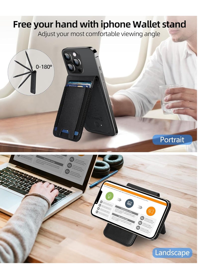 Magsafe Wallet, Works with Apple Find My, 8-Card Holder, Adjustable Stand, Magnetic Wallet for iPhone 16/15/14 Pro Max/14 Pro/14/14 Plus/13/12 Series, RFID Blocking Black - Image 5