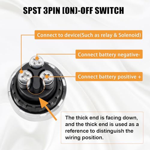 mankk Push Start Ignition Switch 12V DC Start Engine Button Stater (ON)-Off Momentary Engine Start Push Button Switch 3Pin SPST 50A Blue LED Light For Racing Car Vehicle Truck Boat RV M-042-BU - Image 3