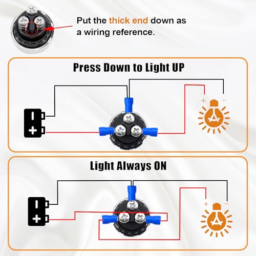 mankk Push Start Ignition Switch 12V DC Start Engine Button Stater (ON)-Off Momentary Engine Start Push Button Switch 3Pin SPST 50A Blue LED Light For Racing Car Vehicle Truck Boat RV M-042-BU - Image 4