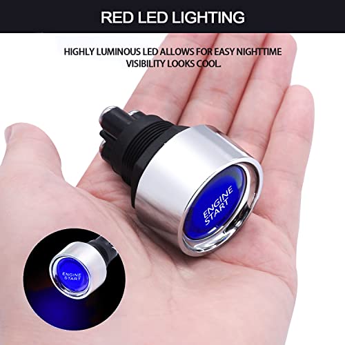 mankk Push Start Ignition Switch 12V DC Start Engine Button Stater (ON)-Off Momentary Engine Start Push Button Switch 3Pin SPST 50A Blue LED Light For Racing Car Vehicle Truck Boat RV M-042-BU - Image 5