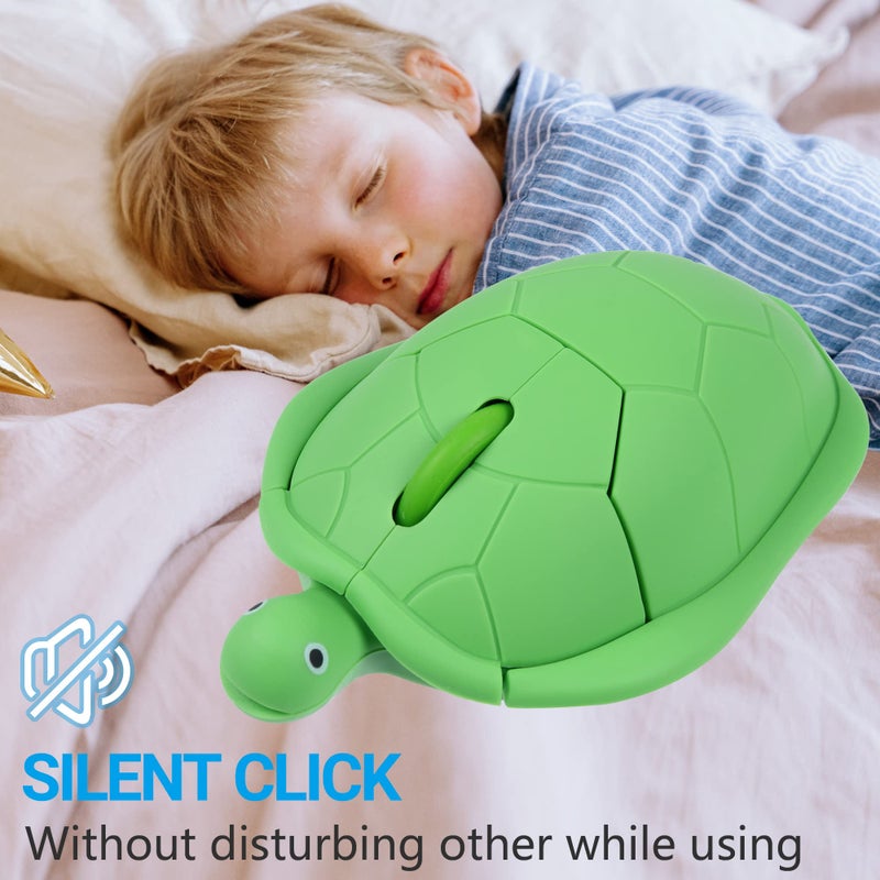 elec Space Wireless Turtle-Shaped Mouse, 2.4G Optical Computer Mouse, 3 Buttons, 12 x 7.7 cm (Mint Green) - Image 3