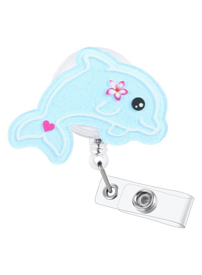 BVIIE Girly Dolphin Nurse Badge Reel, Cute Badge Holder with Retractable Clip, Sea Animal Badge Clip for RN CNA LPN LVN Hospital Medical Worker Doctor Teacher Nursing Student Pediatric Nurse - Image 1