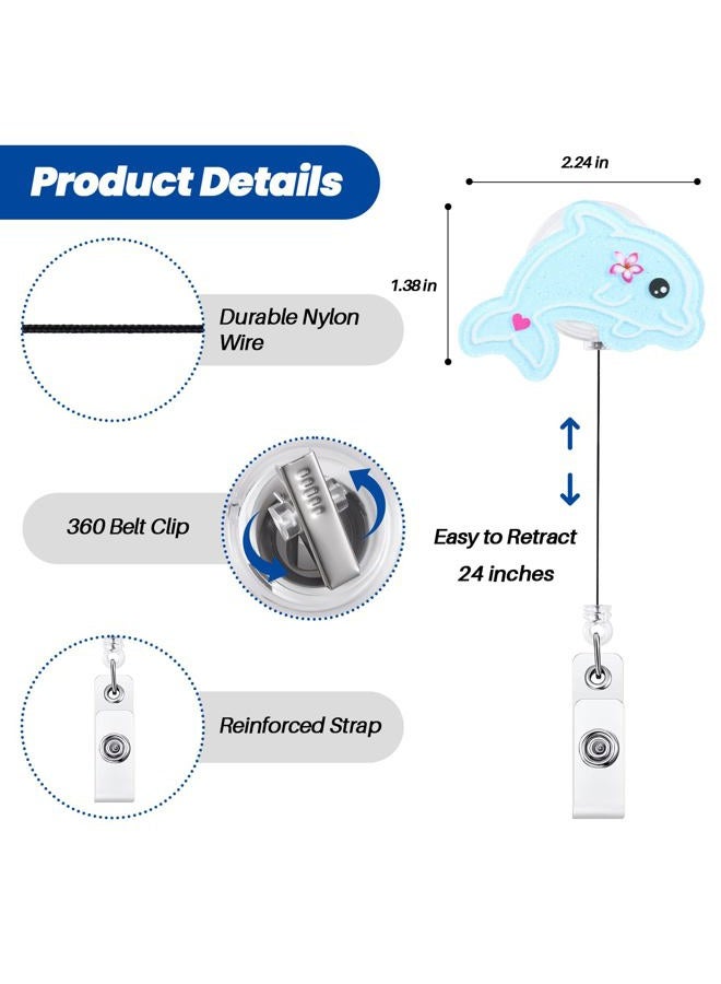 BVIIE Girly Dolphin Nurse Badge Reel, Cute Badge Holder with Retractable Clip, Sea Animal Badge Clip for RN CNA LPN LVN Hospital Medical Worker Doctor Teacher Nursing Student Pediatric Nurse - Image 4