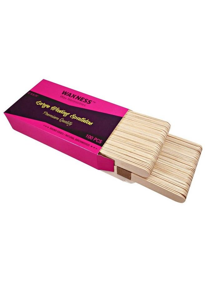 wax necessities Essities Extra Polished Birchwood Rounded Body Wax Spatulas Applicators 100 Pack  - Image 2