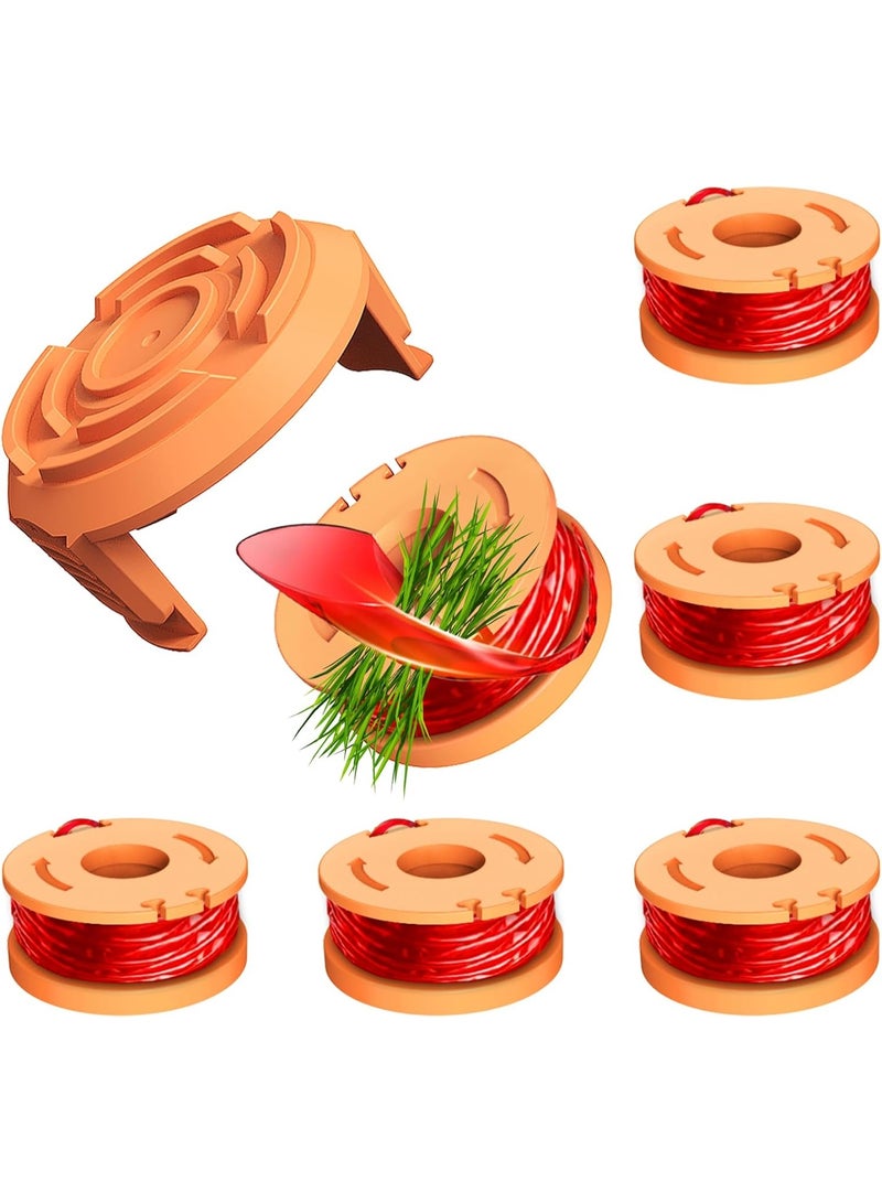 ووركس WA0010 بكرات خيط قص العشب بديلة لخط Worx Weed Eater، خيط قص العشب ذاتي التغذية مقاس 0.065 بوصة، عبوات إعادة تعبئة متوافقة مع ماكينات قص العشب اللاسلكية من Worx (6 بكرات + 2 غطاء) - Image 1