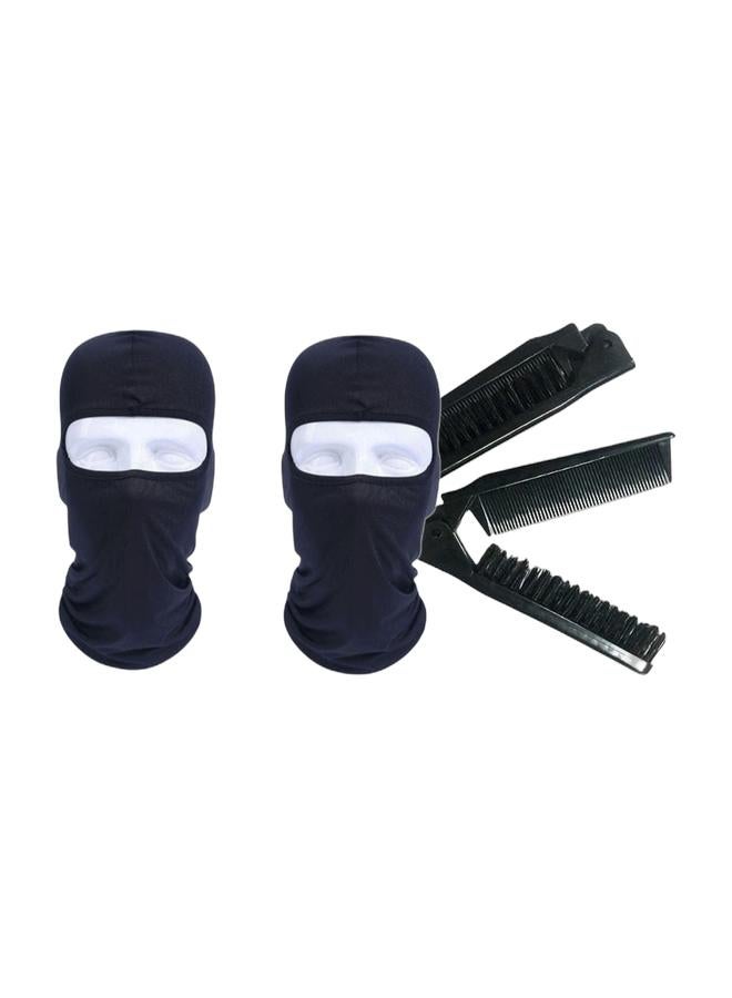 Balaclava Face Mask 2 pack Summer Motorcycle face cover Cooling Neck Gaiter UV Protector Mask for Men/Women & Men's Brush Beard, Double Sided Hair Brush Nylon Beard Comb Hair Styling Comb for Barber Salon Home UseBundle - Image 1