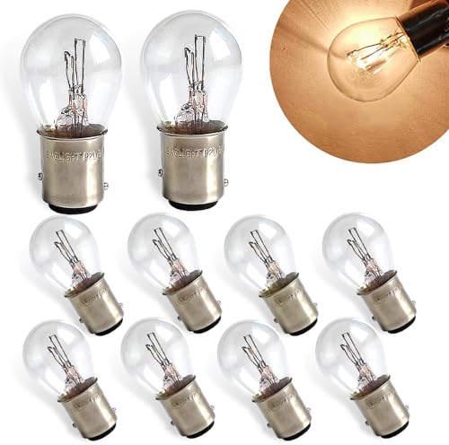 Zikefest 10PCS 1157 Bulb, Tail High and Low Brake Light Bulb, P21/5W S25 2057 2357 7528 BAY15D Light Bulb, Turn Signal Light Bulb Replacement, Universal Halogen Brake Tail Light Parking Light (White) - Image 1