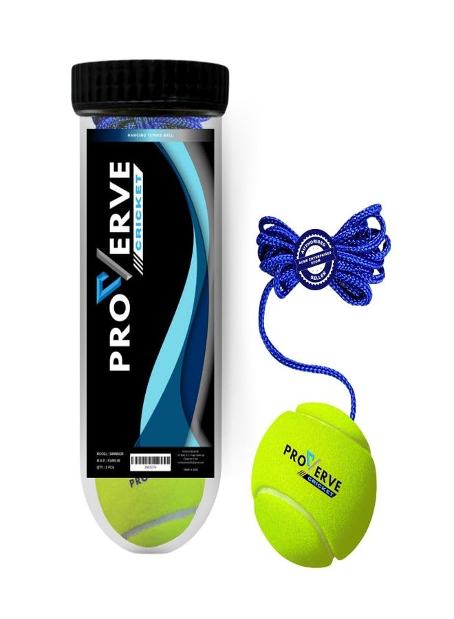 PROVERVE Cricket Tennis Hanging Practice Ball with Jar Heavy for Match Practice & Training, Hanging Cricket Ball for Indoor/Outdoor Knocking, Pack of 3 (Green) - Image 1