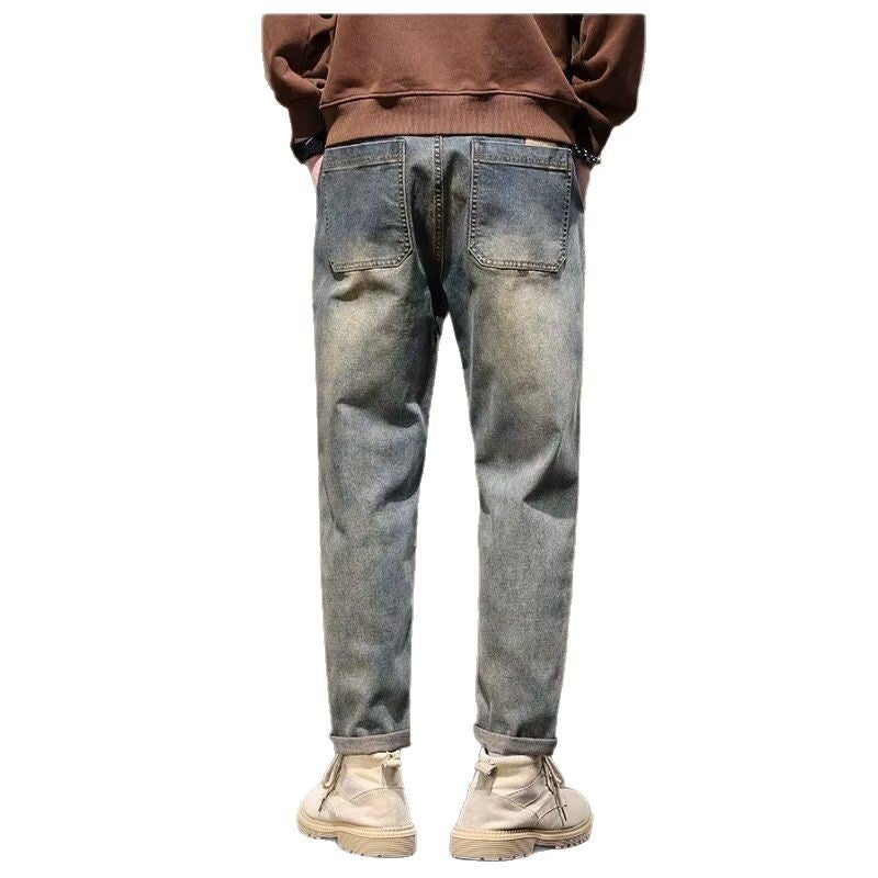 Men's Vintage Jeans 2025 Spring Autumn New Streetwear Loose Straight Cargo Casual Cropped Trousers - Image 5