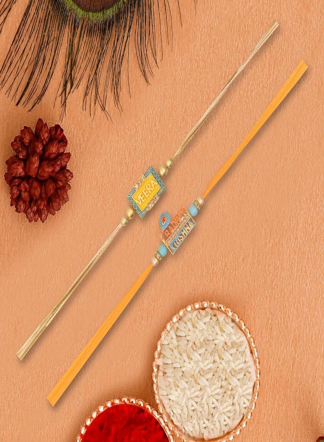 Vientiq Set of 2 Navragh Combo Rakhi Set With Roli Chawal - Image 2