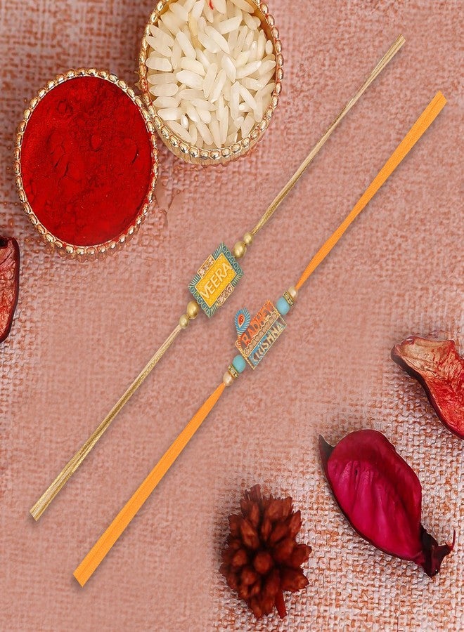 Vientiq Set of 2 Navragh Combo Rakhi Set With Roli Chawal - Image 3