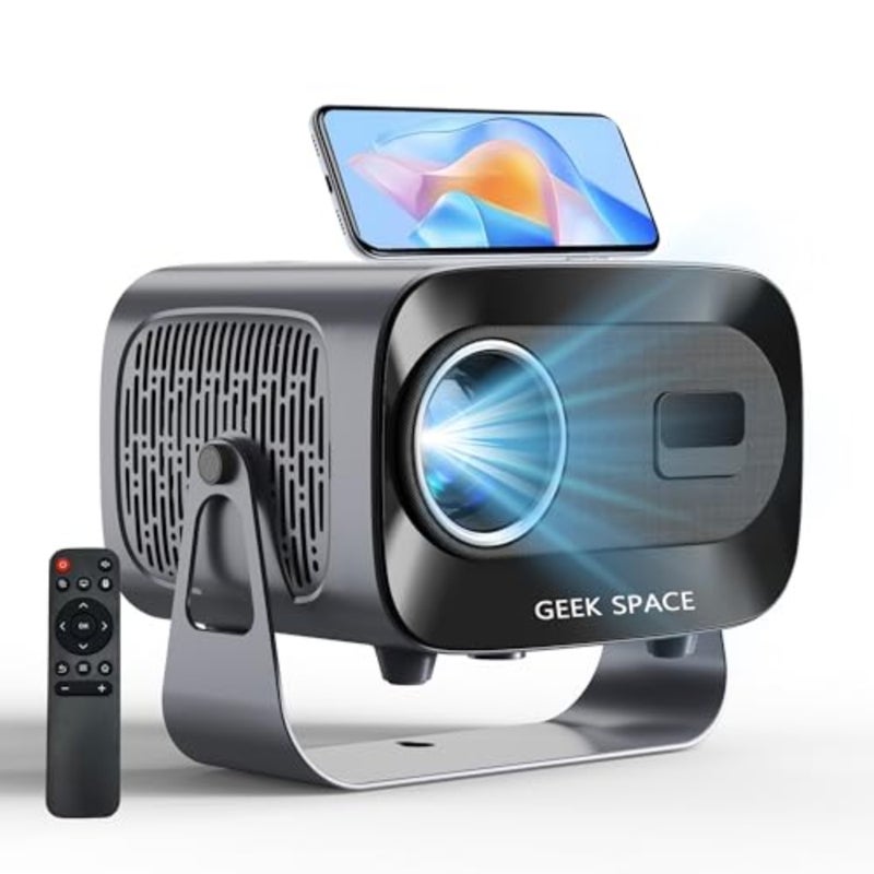 جهاز عرض محمول للاستخدام الخارجي للمسرح المنزلي، هيكل من بلاستيك ABS، لون أسود، شاشة 4K مدعومة بدقة 1080P HD 200 مع حجر مفاتيح تلقائي، تركيز، تكبير، 5G WiFi 6، وسطوع 12000 لومن - Image 1