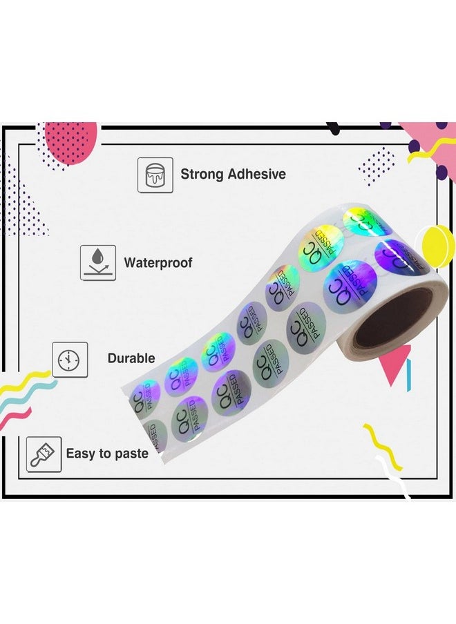 Well Tile - Qc Passed Stickers 1" 500 Pcs Hologram Qc Pass Stickers For Warehouse Inventory Quality Control Check Tested Pass Approval - Image 1