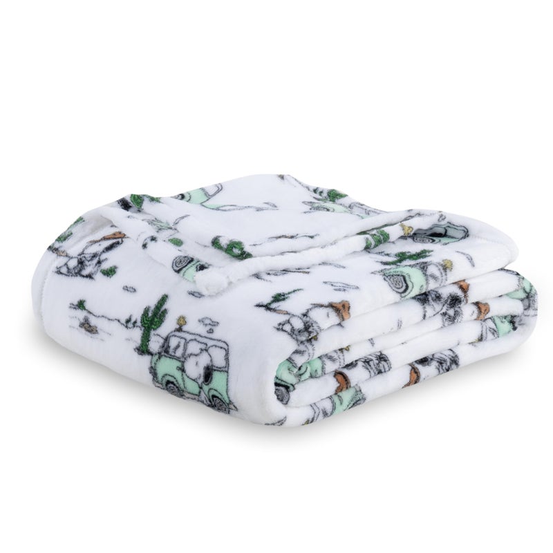 Berkshire Blanket Peanuts VelvetLoft Cute Character Snoopy Plush BlanketSnoopy Desert Travel WhiteTwin 60 in x 90 in Official Peanuts Product - Image 2