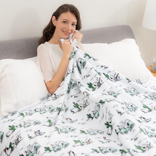 Berkshire Blanket Peanuts VelvetLoft Cute Character Snoopy Plush BlanketSnoopy Desert Travel WhiteTwin 60 in x 90 in Official Peanuts Product - Image 3