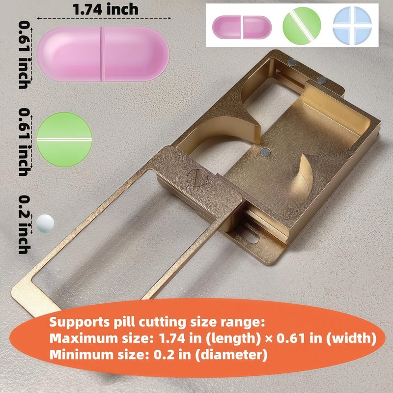 OiwMuOck Professional Pill Cutter & Splitter - Precision Aluminum Tablet Slicer for Small, Large & Tiny Tablets | Cortador for Accurate Medicine & Vitamin Doses (Black) - Image 3