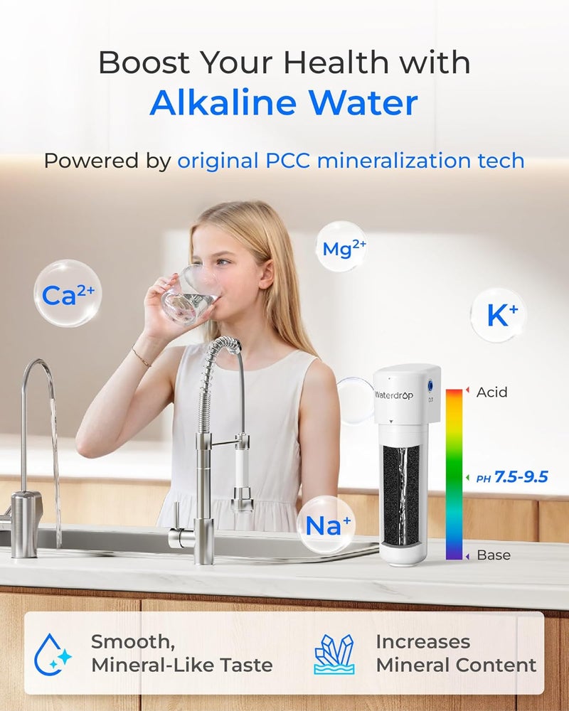 Waterdrop WD-ALK16 Alkaline Water Filter System for Sink - 9.5 pH Mineralization, NSF/ANSI 372 Certified - Under Sink Filter for Reverse Osmosis System Affordable fast purchase options - Image 3