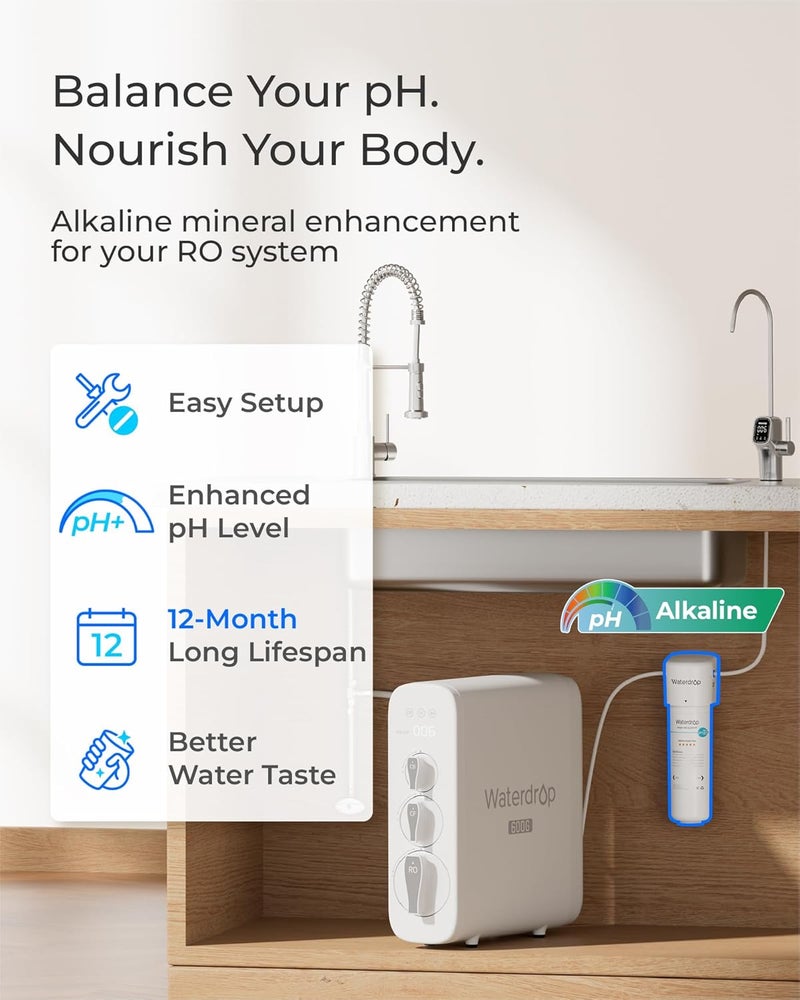 Waterdrop WD-ALK16 Alkaline Water Filter System for Sink - 9.5 pH Mineralization, NSF/ANSI 372 Certified - Under Sink Filter for Reverse Osmosis System Affordable fast purchase options - Image 1