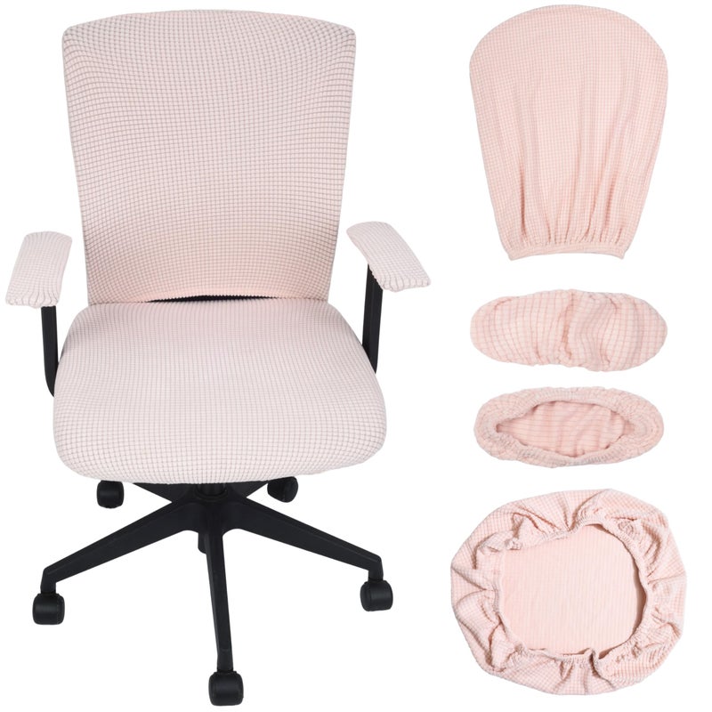 PBIEHSR Office Chair Covers 4 Pcs Stretchable Computer Chair Cover Desk Accessories Office Supplies Armrest Seat Slipcovers Desk Decor (Light Pink) - Image 1