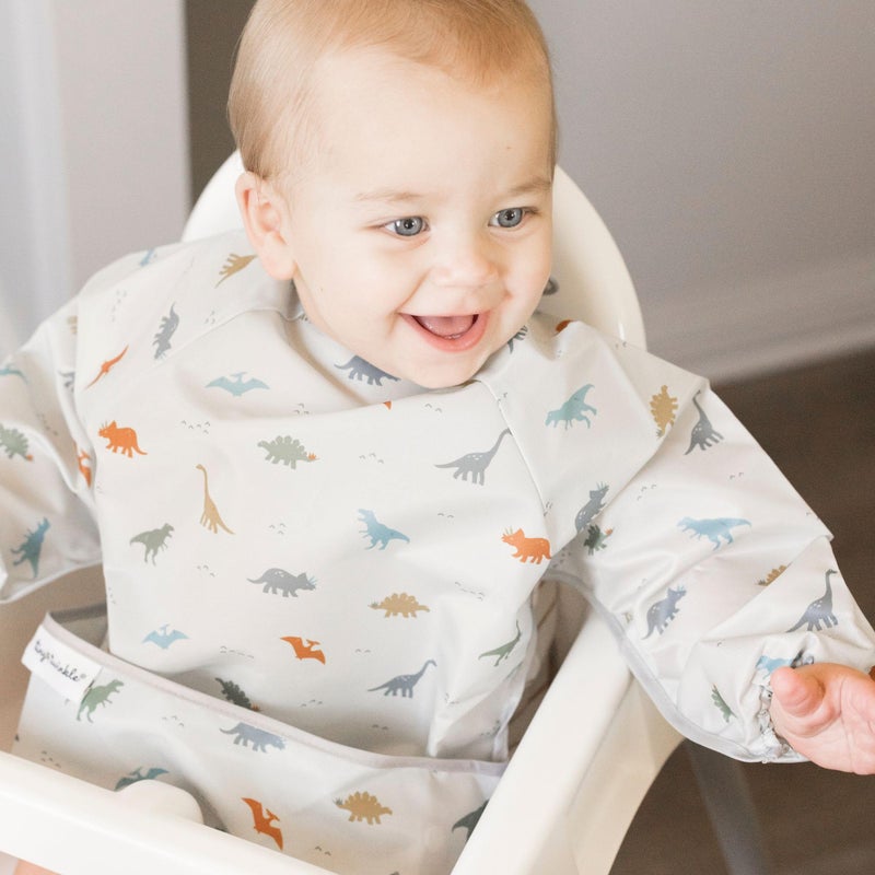 Tiny Twinkle Long Sleeve Bib for Babies & Toddlers | Waterproof Smock Bib for Eating | Machine Washable & Mess-Proof Feeding Essentials | Newborn Shower Gift (Dinosaur, 2-4Y) - Image 2