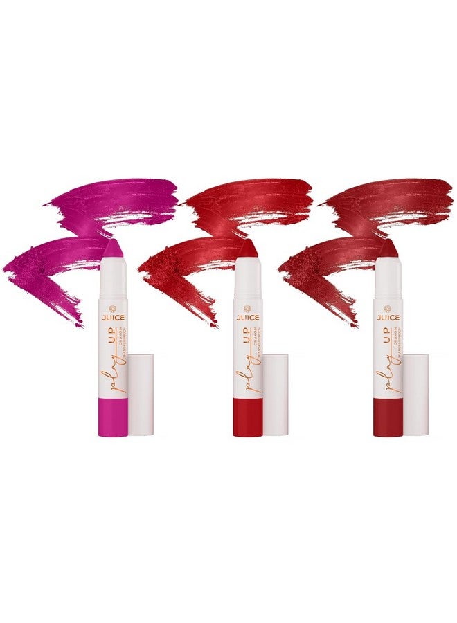 JUICE Play Up Lip Crayon-Play long games with transfer-proof rich color 3pc Combo Set(Endless Petal-MCR07, Cherry On Top-MCR09, Red Flag-MCR11) - Image 1