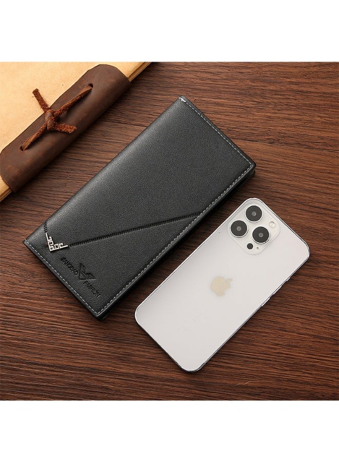 جيانغ بي أو محفظة طويلة للرجال - مخلب أعمال من جلد البولي يوريثان الناعم مع فتحات متعددة البطاقات ، محفظة محمولة بسعة كبيرة ، محفظة منظم بسحاب أنيقة - Image 4