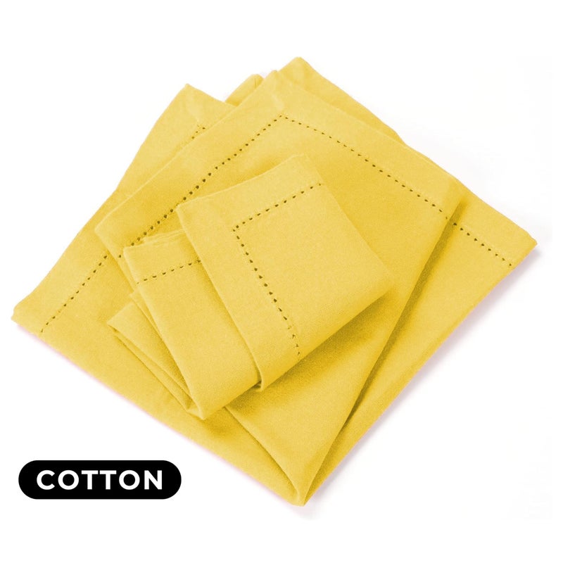 Bedding Craft Wedding Napkin Set of 12 Cotton Cloth Dinner Napkin 18x18 Sand Yellow with Hemstitched Thanksgiving  Cocktails Napkins  Fabric Napkins  Cotton Napkins Mitered Corners  Machine Washable Dinner Napkins - Image 2